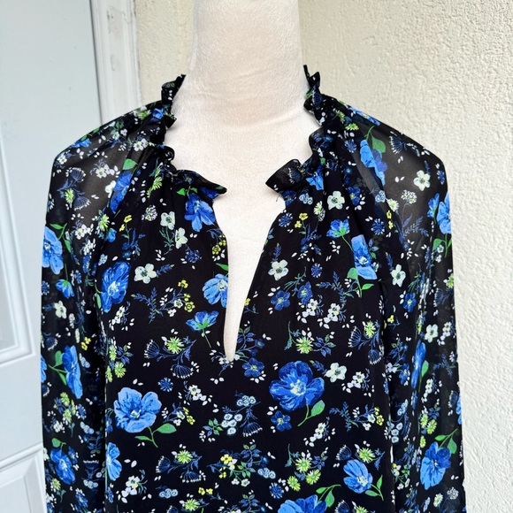 Banana Republic Dresses & Skirts - BANANA REPUBLIC. Chic, Long-Sleeve, Black & Blue Floral Dress. Size S. L…